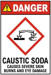 Caustic Soda Pearls – hazardous chemical, requires careful handling with PPE for industrial use