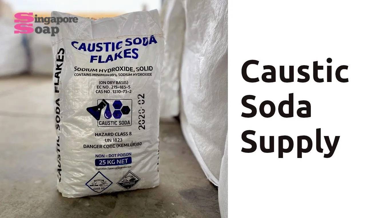 Image of caustic soda in packaging. 